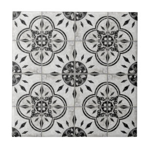 Carreau Motif blanc noir rustique rustique Country Chic