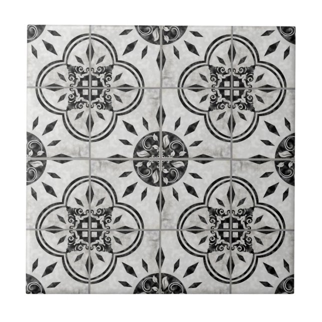 Carreau Motif blanc noir rustique rustique Country Chic (Devant)
