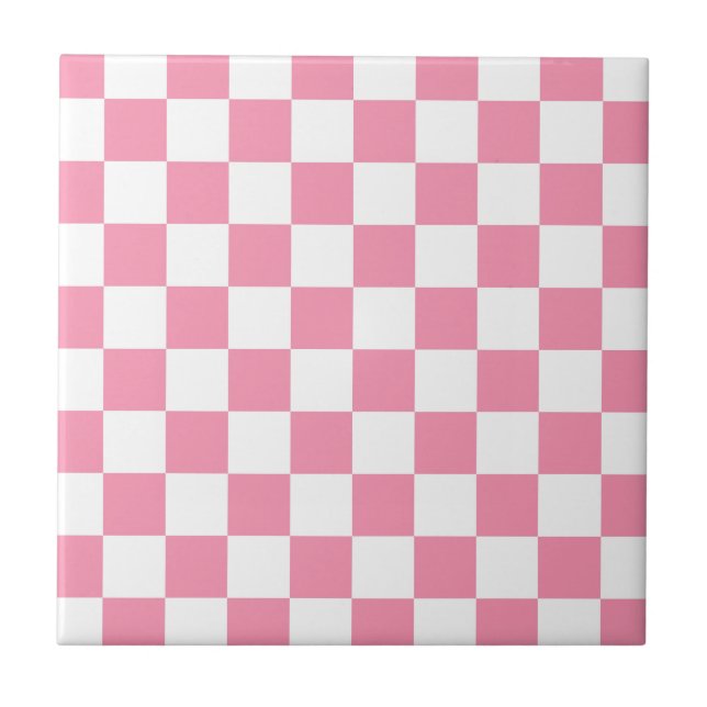 Carreau Motif blanc rose de damier (Devant)