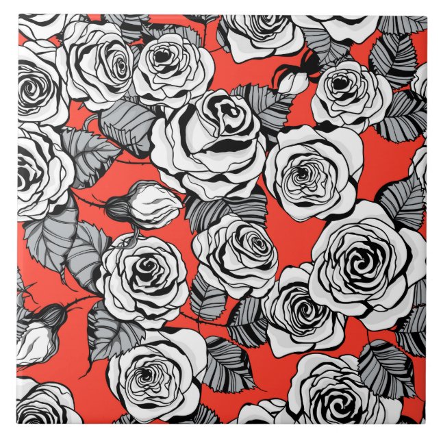Carreau Motif blanc roses (Devant)