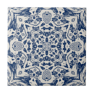 Carreau motif bleu ancien