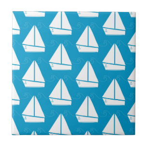 Carreau Motif bleu-clair de voilier