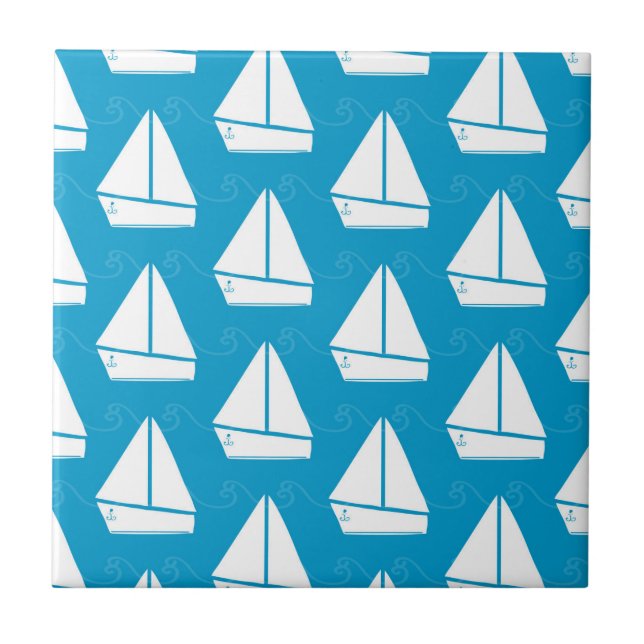 Carreau Motif bleu-clair de voilier (Devant)