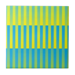 Carreau Motif bleu jaune vert rayé