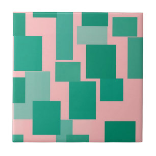 Carreau Motif Bloc de Couleurs Abstrait Moderne Rose Sarce
