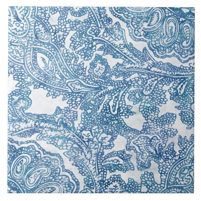 Carreau Motif Blue Boho Lace Paisley (Devant)