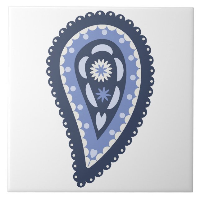 Carreau Motif Blue Paisley (Devant)