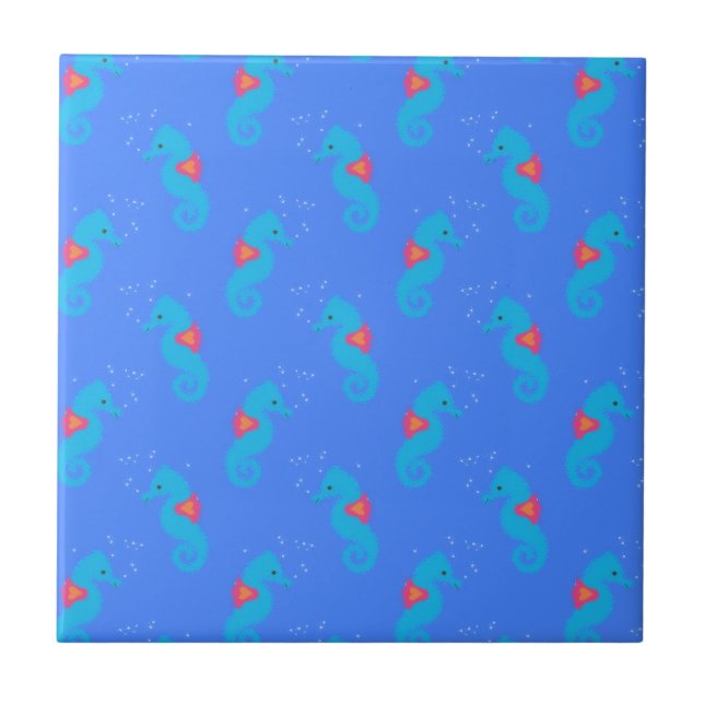Carreau Motif Blue Seahorse (Devant)