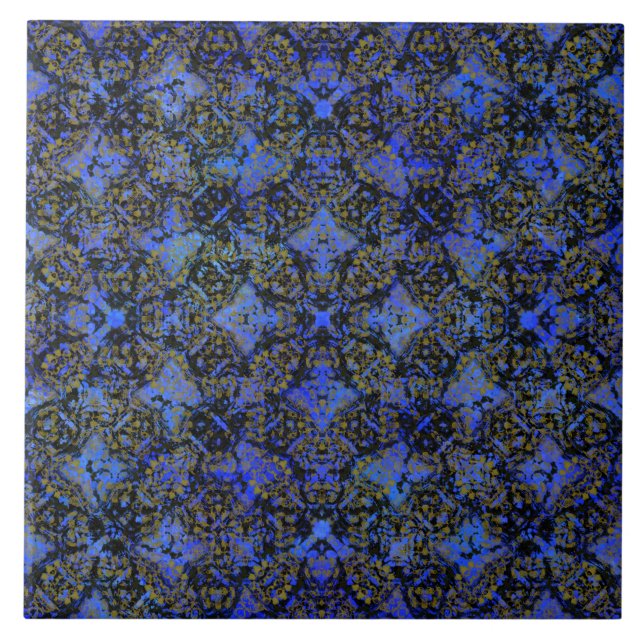 Carreau Motif Boho Black and Blue Diamond (Devant)