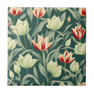 Carreau Motif botanique des Tulipes vintages
