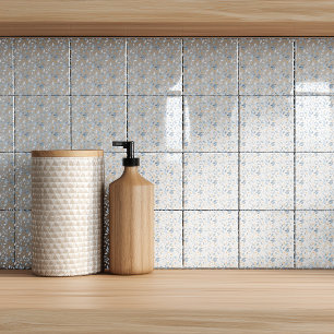 Carreau Motif botanique élégant à l'aquarelle bleue