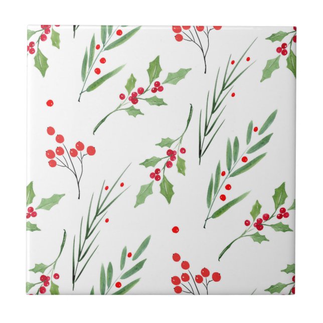 Carreau Motif botanique mixte de Noël (Devant)