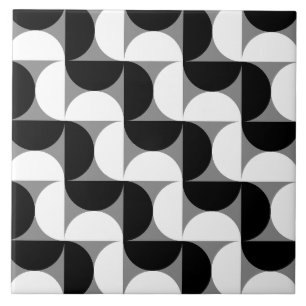 Carreau Motif Bowls du Moyen-siècle noir blanc