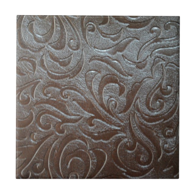 Carreau Motif brun de cuir de pays occidental de cowboy (Devant)