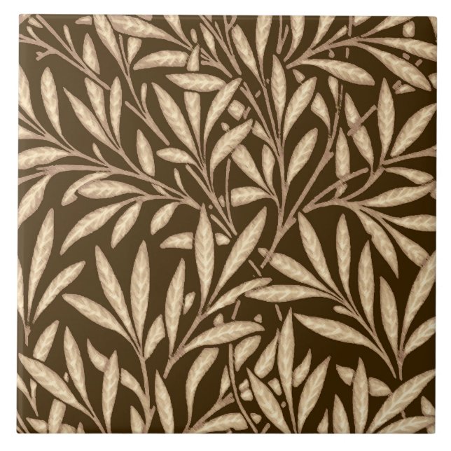 Carreau Motif, brun et beige de saule de William Morris (Devant)