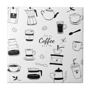 Carreau Motif café et café noir tiré à la main