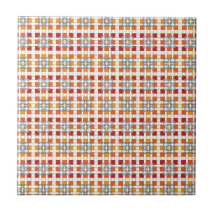Carreau Motif carré moderne géométrique rouge ambre