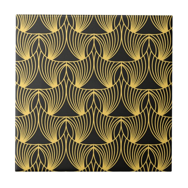 Carreau Motif carrelé noir Art déco (Devant)