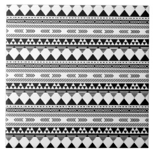 Carreau motif carrelé noir blanc aztèque