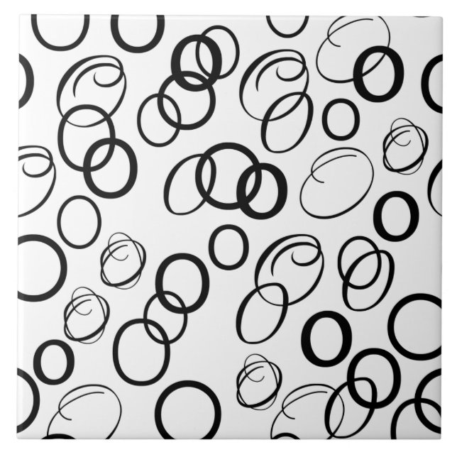 Carreau Motif Cercle noir et blanc Abstrait (Devant)