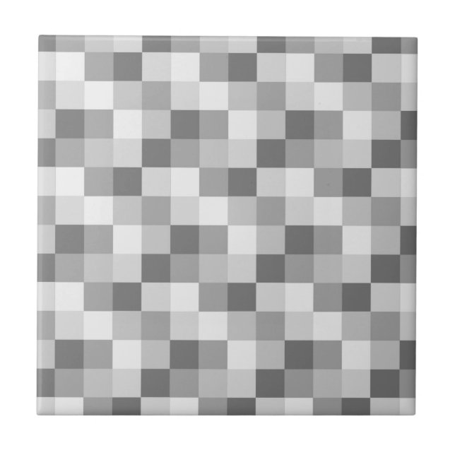 Carreau Motif Checkered monochrome de gris argenté (Devant)