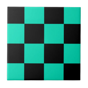 Carreau Motif chèque À damiers noir vert