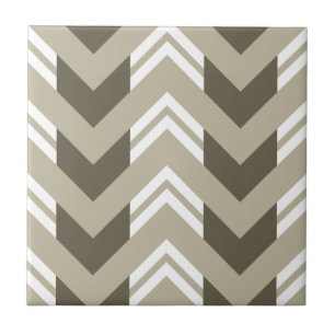 Carreau Motif Chevron Marron, Beige, Blanc Moderne