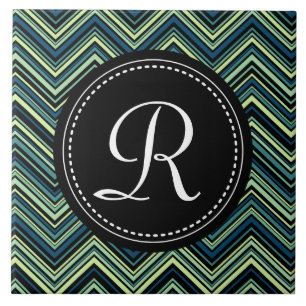 Carreau Motif Chevron Tribal Tribal Noir Monogramme