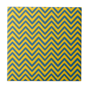 Carreau Motif Chevron Vintage bleu jaune