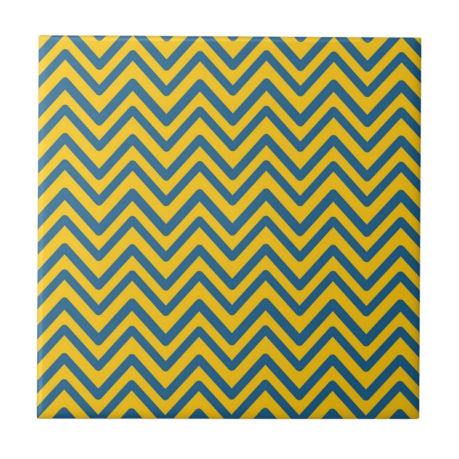 Carreau Motif Chevron Vintage bleu jaune (Devant)