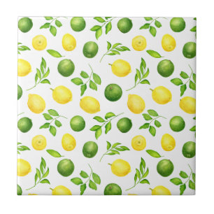 Carreau Motif citron vert citron jaune clair Aquarelle jau