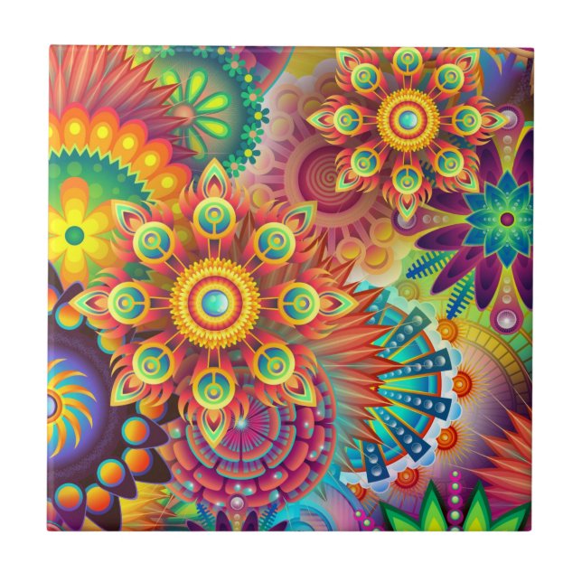 Carreau Motif coloré de Mandalas (Devant)