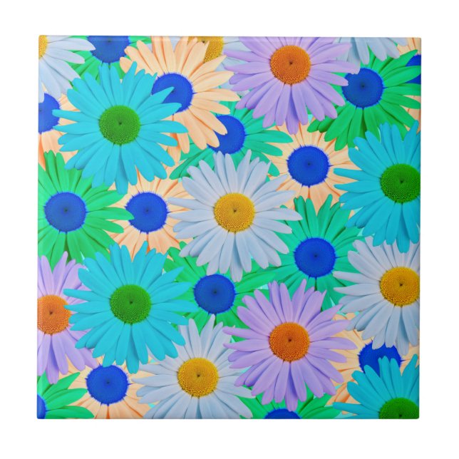 Carreau Motif coloré Fleurs marguerites (Devant)