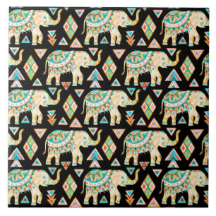 Carreau Motif coloré mignon d'éléphants d'Asie
