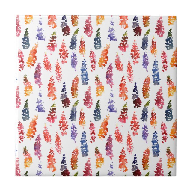 Carreau Motif couleur Aquarelle girly lupine fleurs (Devant)