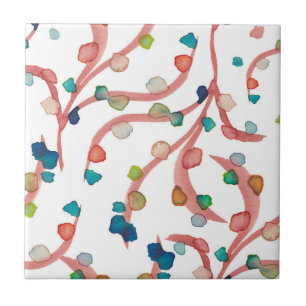 Carreau Motif couleur bleu-vert carrelage rouge
