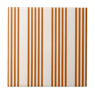 Carreau Motif couleur orange brun et beige cinq rayures