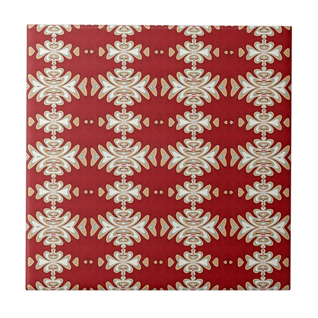 Carreau Motif crème rouge de style de Natif américain (Devant)