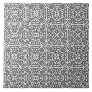 Carreau Motif Damas médiéval, gris argenté
