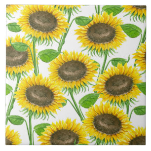 Carreau Motif d'aquarelle des tournesols