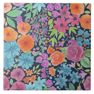 Carreau Motif d'aquarelle florale