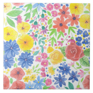 Carreau Motif d'aquarelle florale