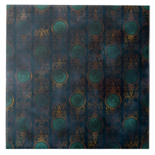 Carreau Motif d'aquarelle Patina Damask en cuivre