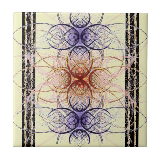 Carreau motif d'araignée Abstrait en violet et rouge (Devant)