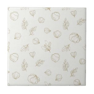 Carreau Motif d'art botanique minimal en ligne (3)