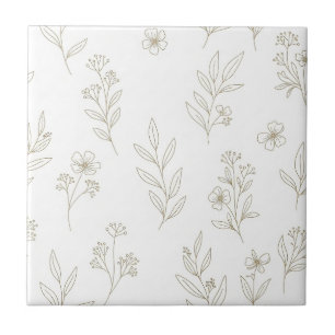 Carreau Motif d'art botanique minimal en ligne (9)