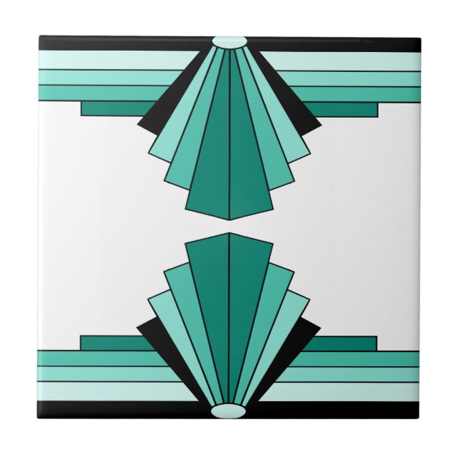 Carreau Motif d'art déco en verts (Devant)