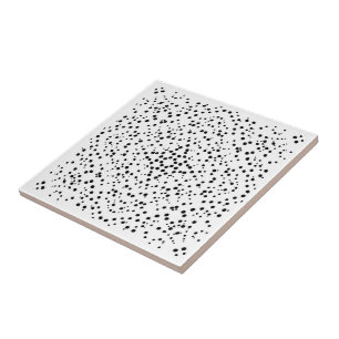 Carreau Motif d'art Dot Splatter noir et blanc Abstrait