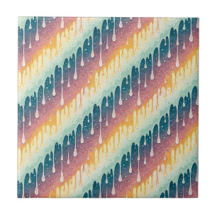 Carreau Motif d'art liquide coloré abstrait Rainbow Drip