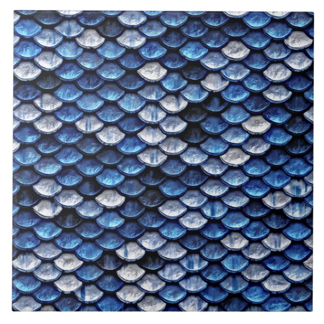 Carreau Motif de balance de poisson bleu cobalte métalliqu (Devant)